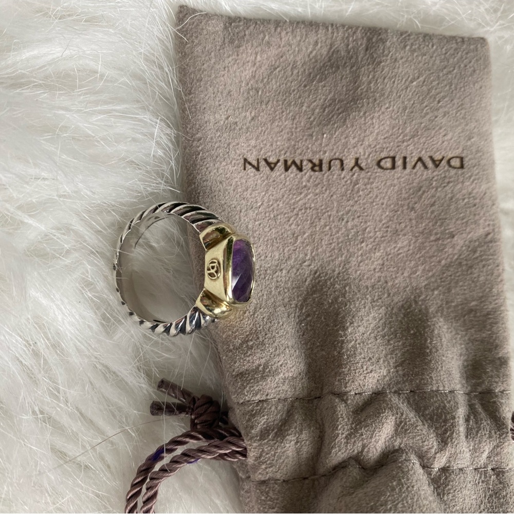 David Yurman Amethyst and Gold Cable Ring - Picture 8 of 10